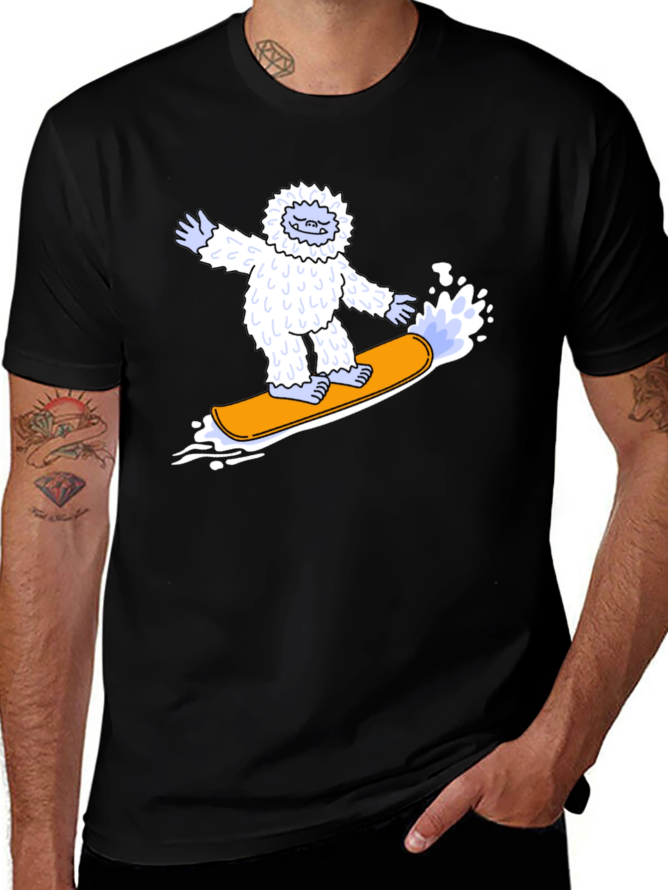 Yeti Snowboarder Graphic Tee - Cool Black T-Shirt