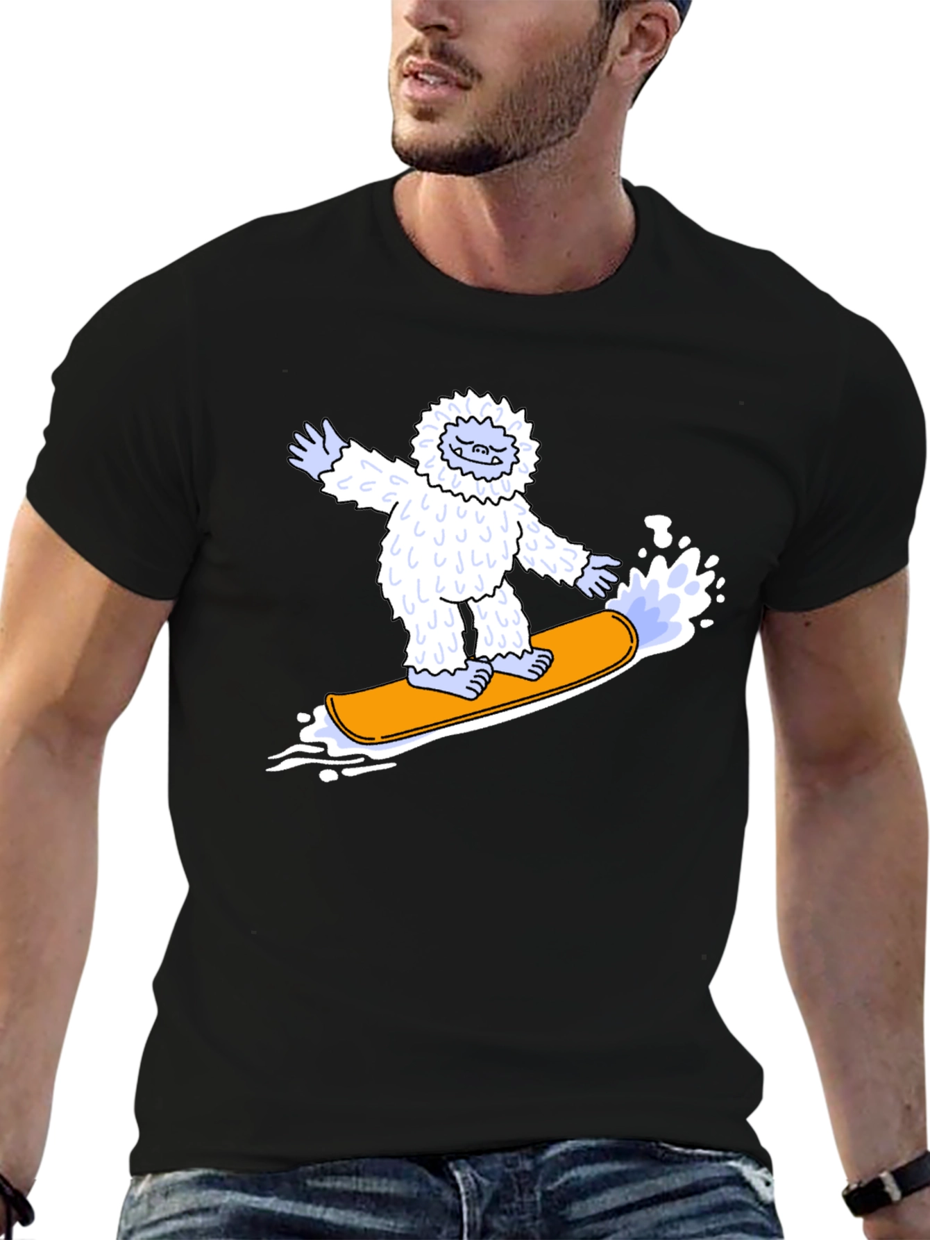 Yeti Snowboarder Graphic Tee - Cool Black T-Shirt