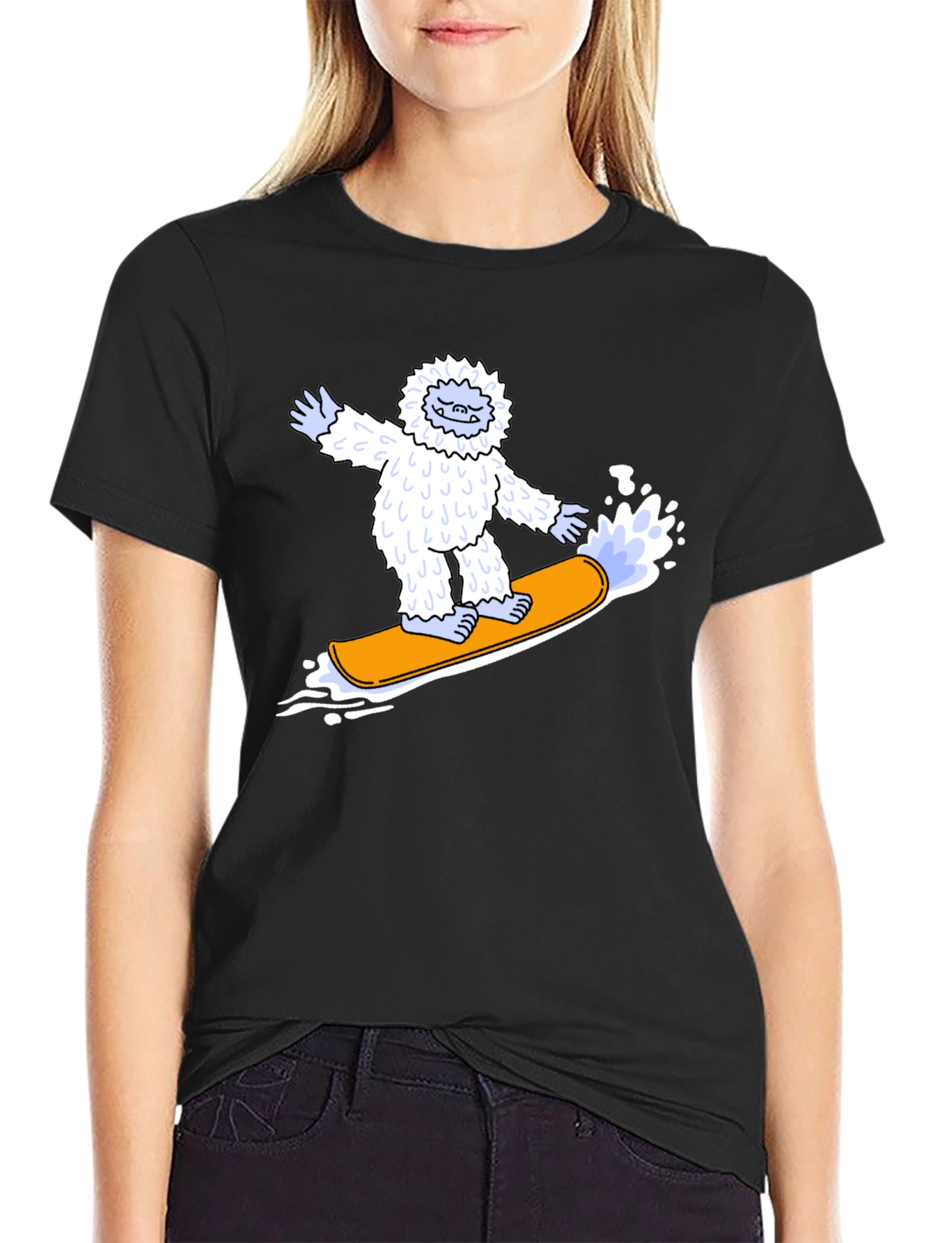 Yeti Snowboarder Graphic Tee - Cool Black T-Shirt