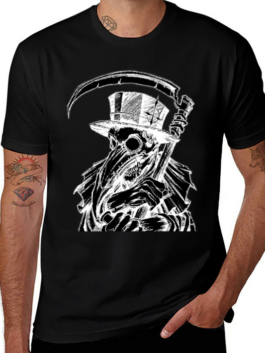 Plague Doctor Graphic Tee - Grim Reaper Style