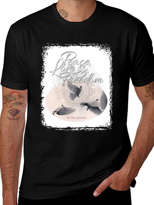 Peace Love Freedom Dove Graphic T-Shirt