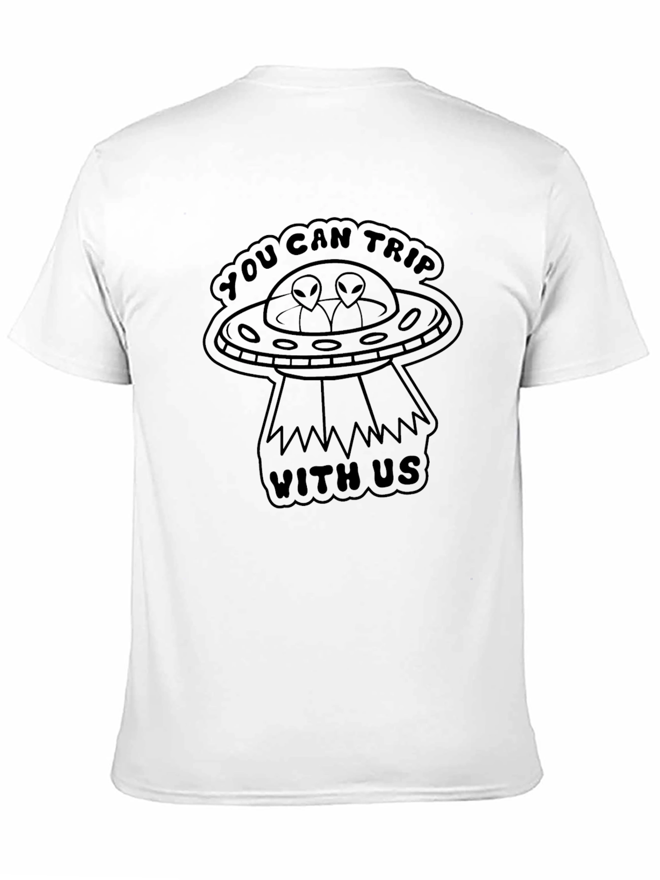 You Can Trip With Us Alien UFO Black T-Shirt