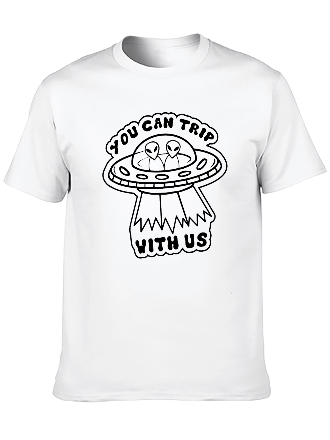 You Can Trip With Us Alien UFO Black T-Shirt
