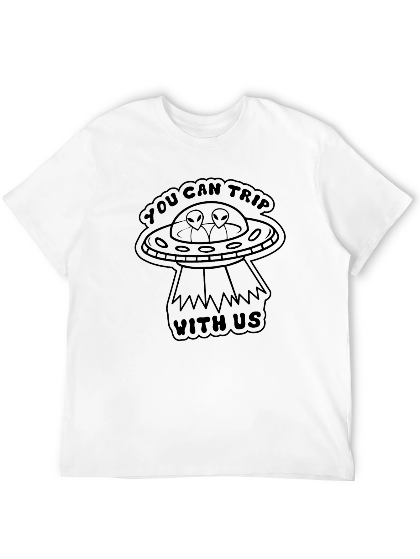 You Can Trip With Us Alien UFO Black T-Shirt