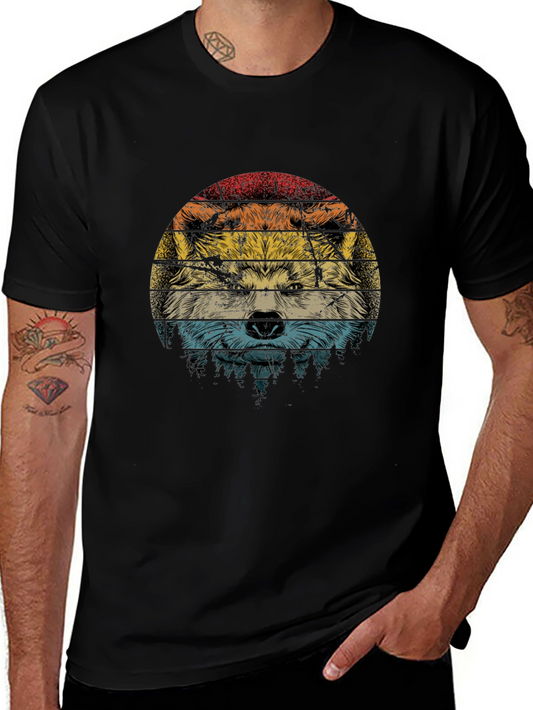 Retro Wolf Graphic Tee - Black T-Shirt