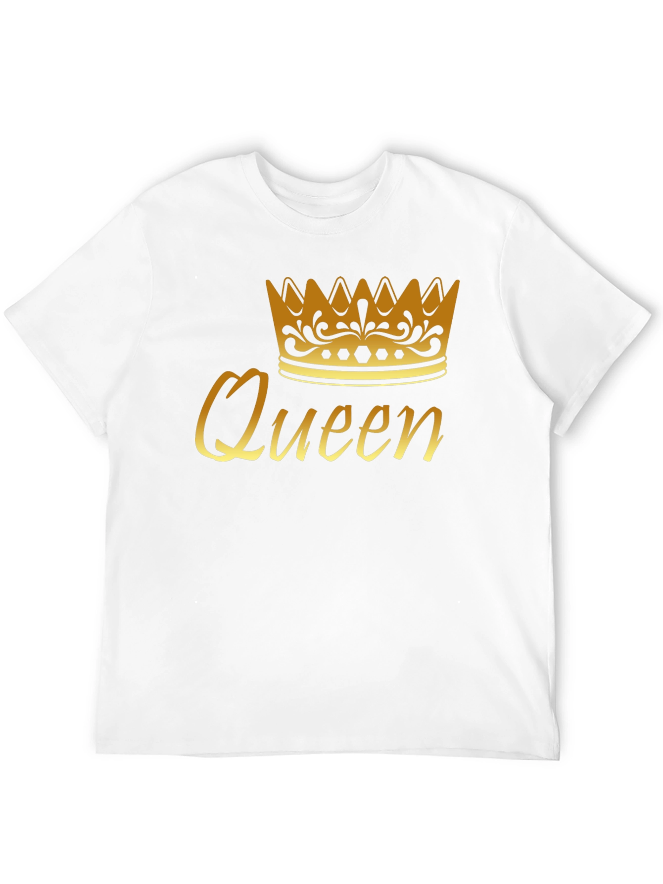 Queen Crown Graphic Tee - Gold Print Black T-Shirt
