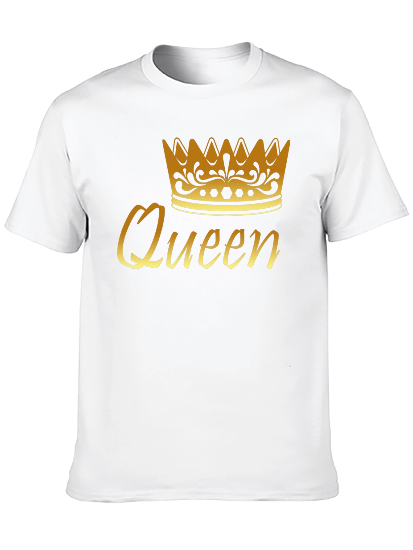 Queen Crown Graphic Tee - Gold Print Black T-Shirt