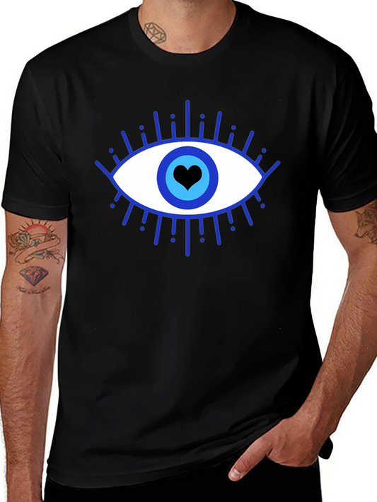 Evil Eye Heart Graphic Black T-Shirt