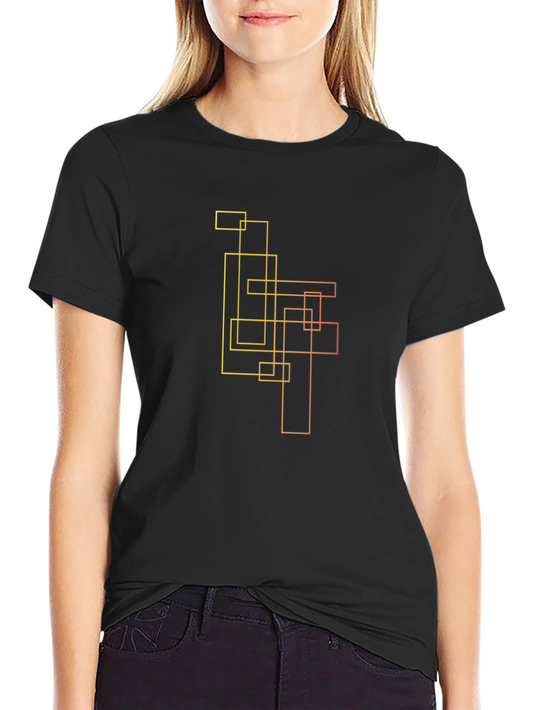 Abstract Geometric Line Art Graphic Tee - Modern Style