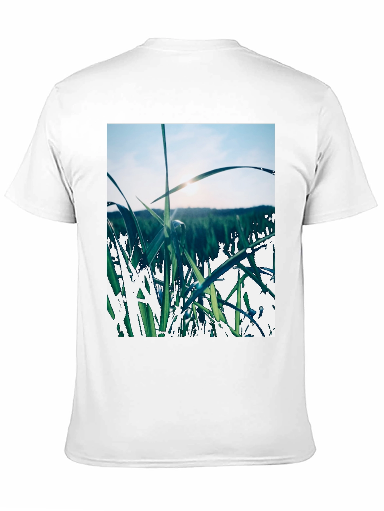 Grass Field Print Black T-Shirt