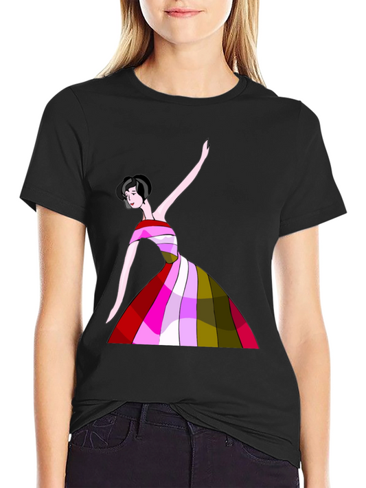 Elegant Woman Graphic Tee - Stylish Black T-Shirt