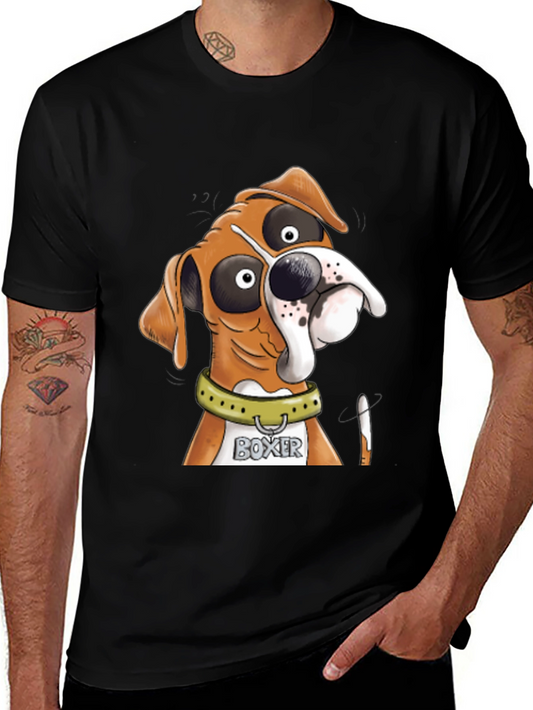 Boxer Dog Cartoon Graphic Tee - Unique Design