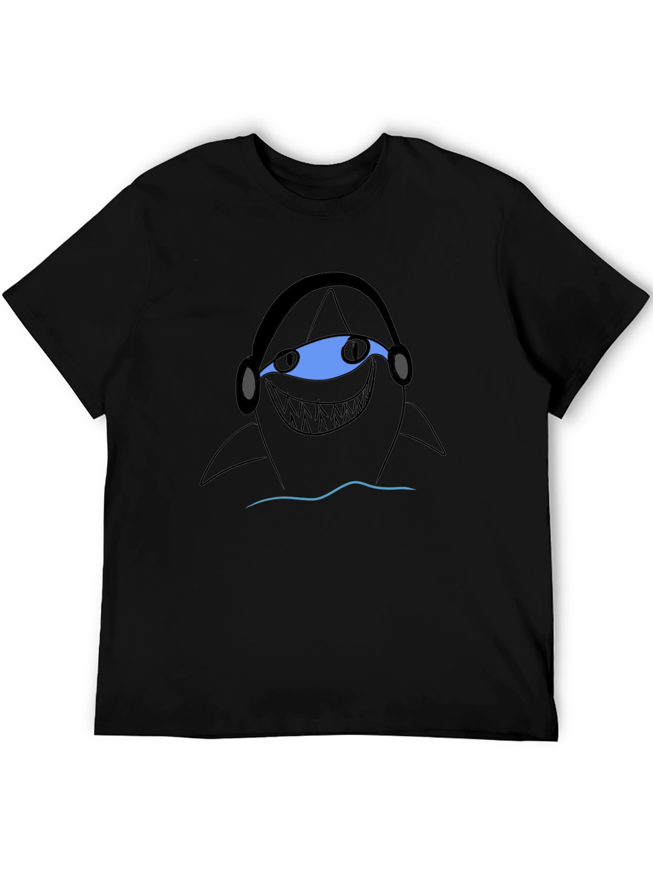 Shark DJ Graphic Tee - Black Cotton T-Shirt