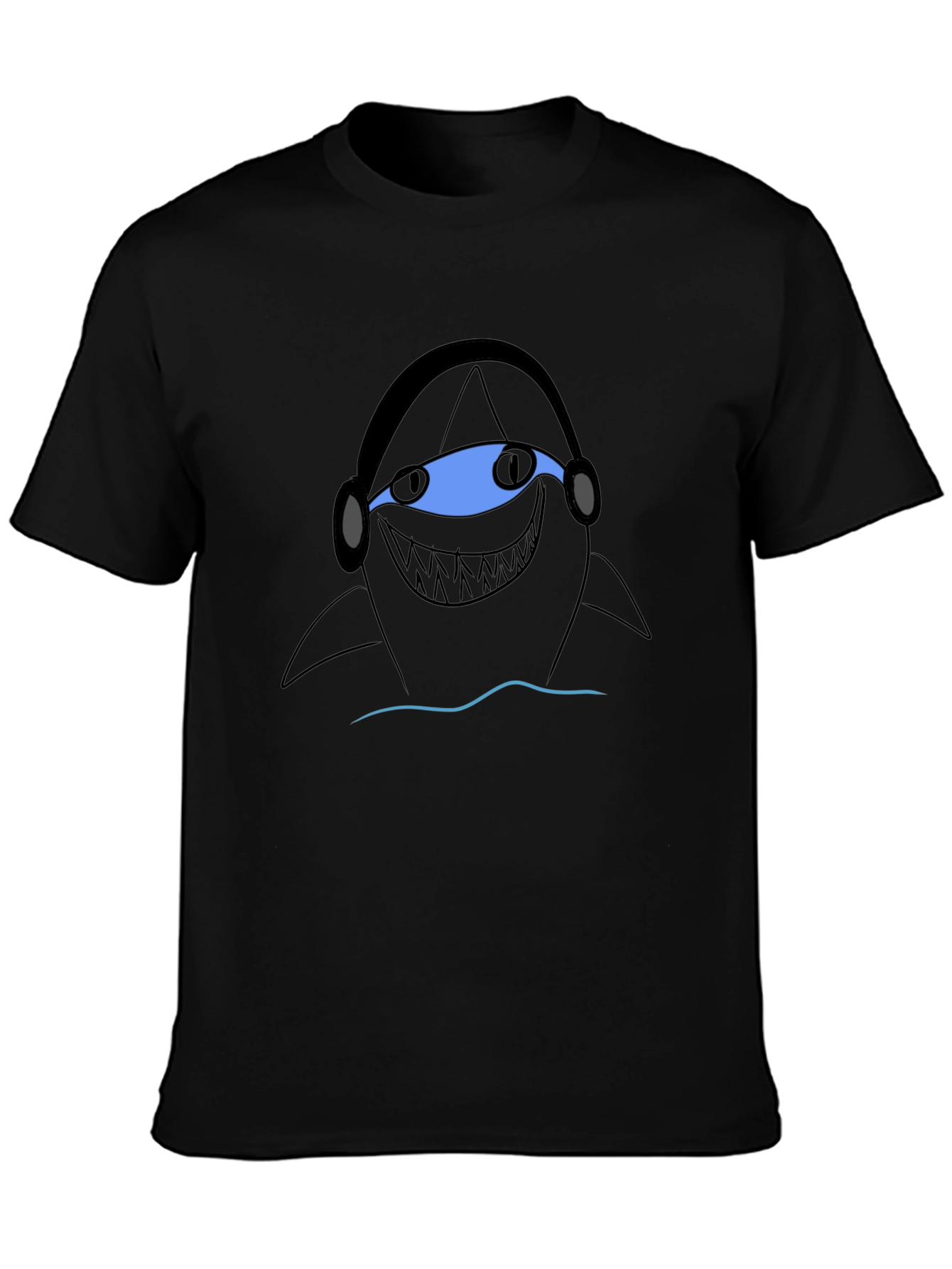 Shark DJ Graphic Tee - Black Cotton T-Shirt
