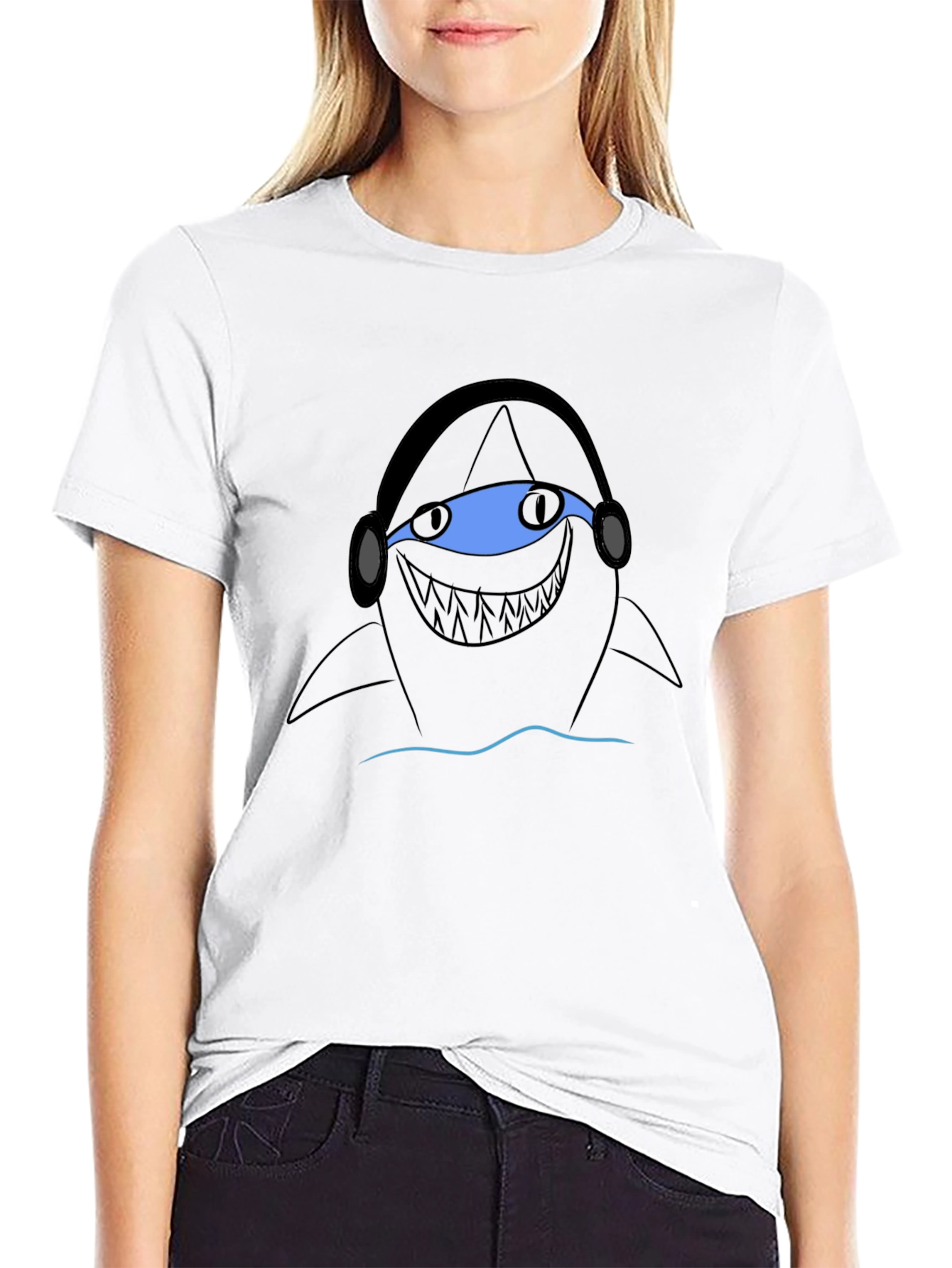 Shark DJ Graphic Tee - Black Cotton T-Shirt