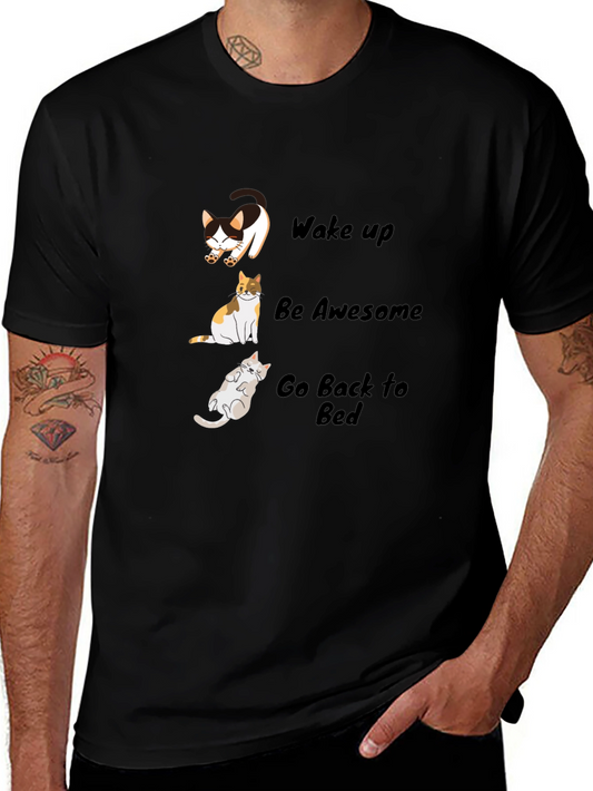 Wake Up Be Awesome Cat Graphic Tee