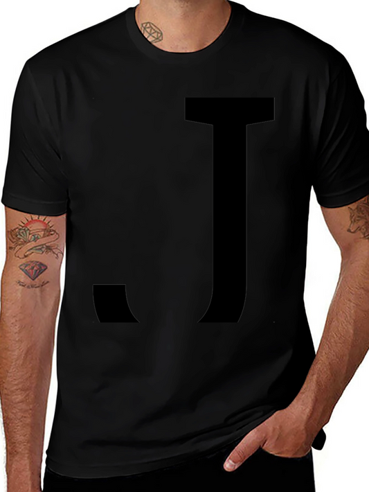 Black T-Shirt with Bold Letter J Design