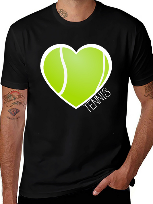 Tennis Love Heart T-Shirt Sporty Graphic Tee