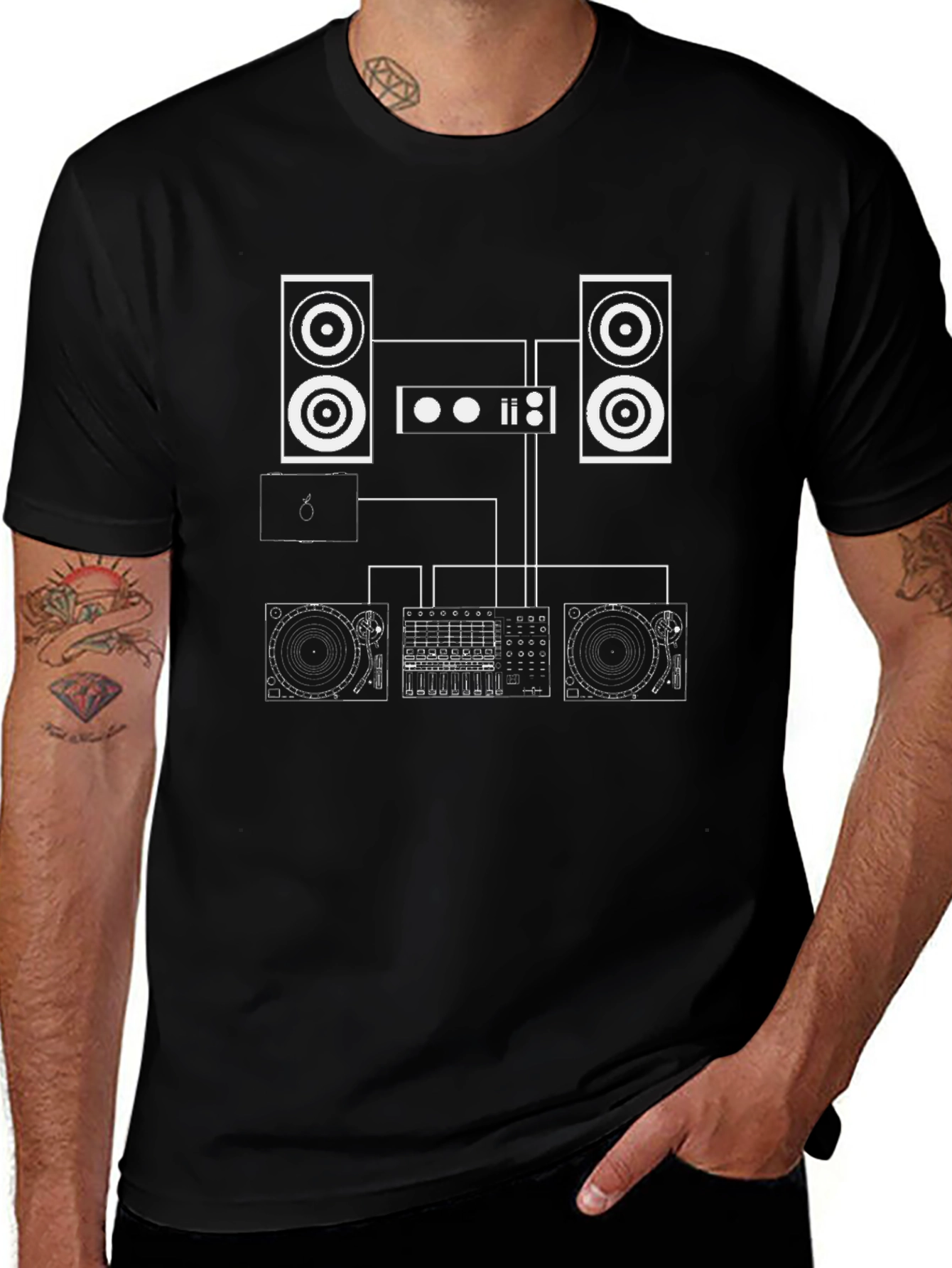 DJ Setup Graphic Tee - Black Turntable Music Shirt