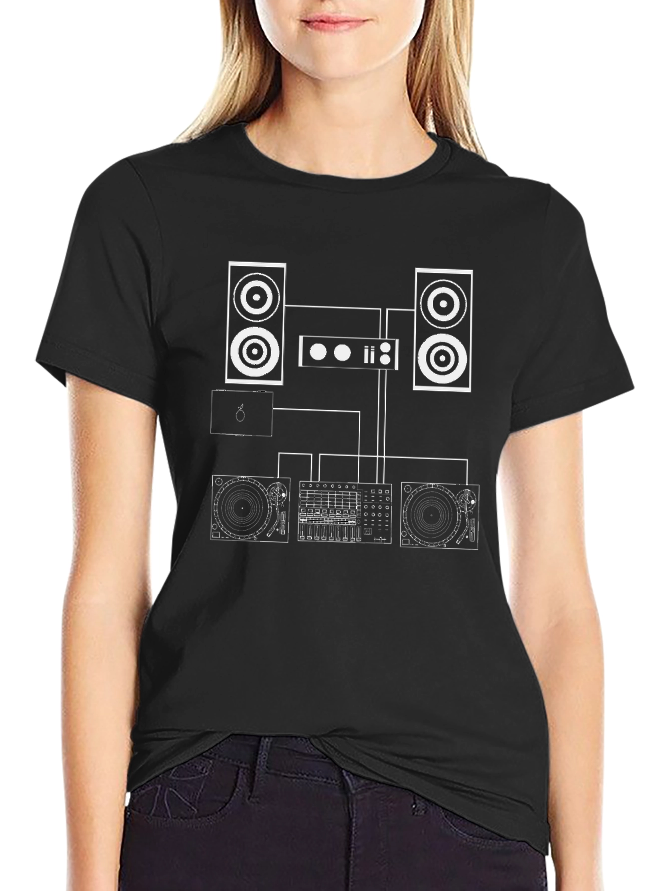 DJ Setup Graphic Tee - Black Turntable Music Shirt