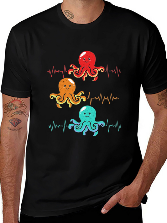 Octopus Heartbeat Graphic T-Shirt - Sea Life Tee