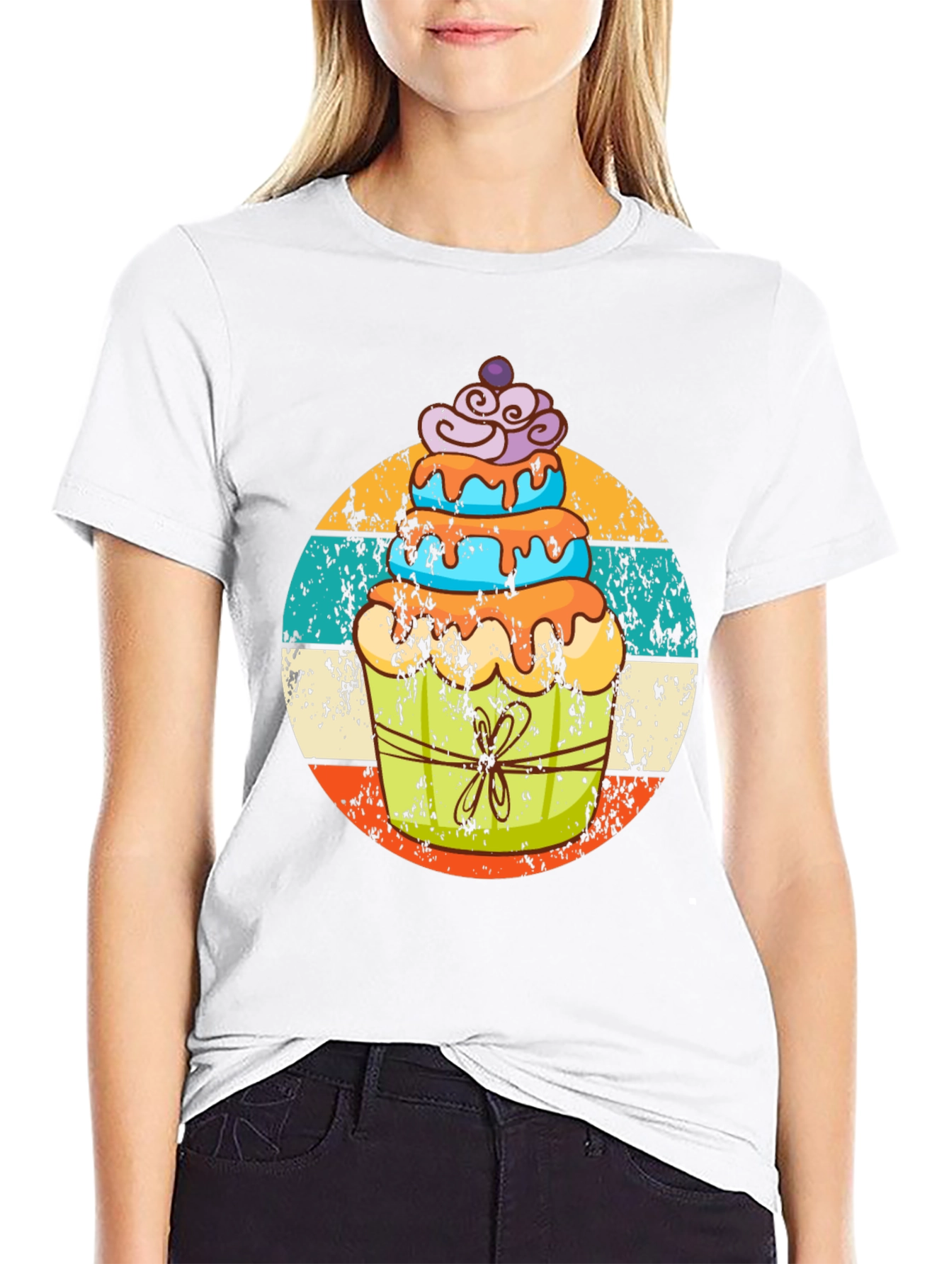 Retro Cupcake Graphic Tee - Fun Dessert Lovers Shirt