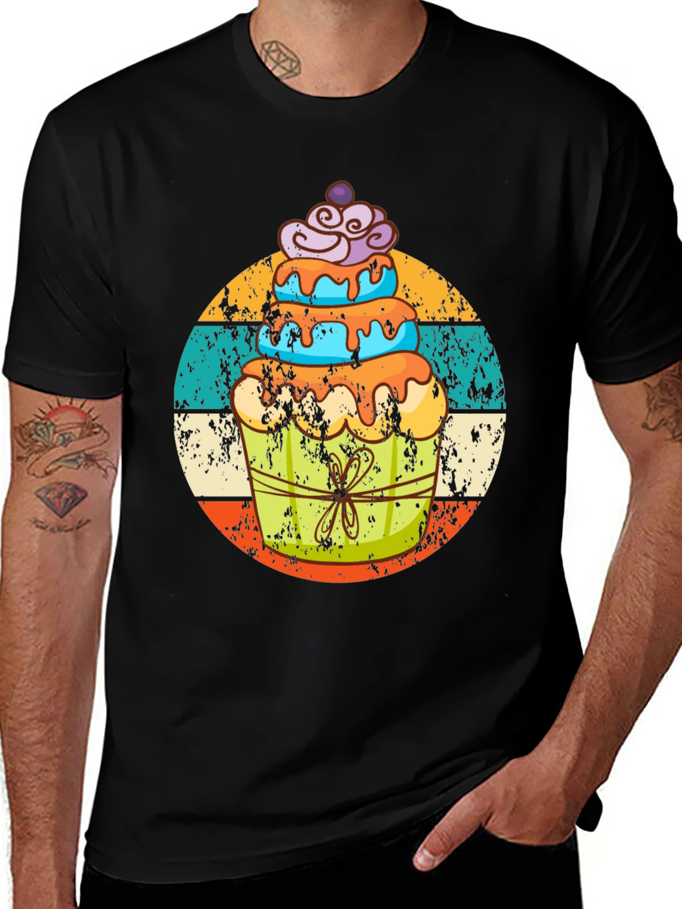 Retro Cupcake Graphic Tee - Fun Dessert Lovers Shirt