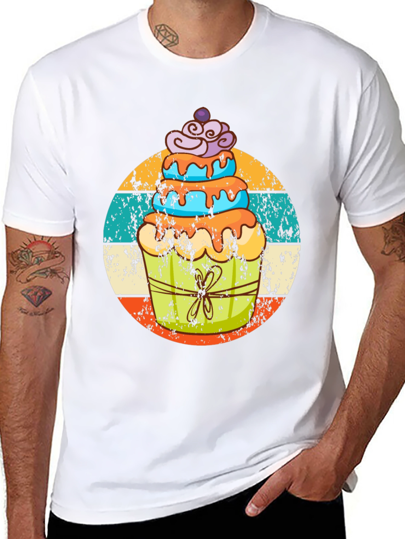 Retro Cupcake Graphic Tee - Fun Dessert Lovers Shirt