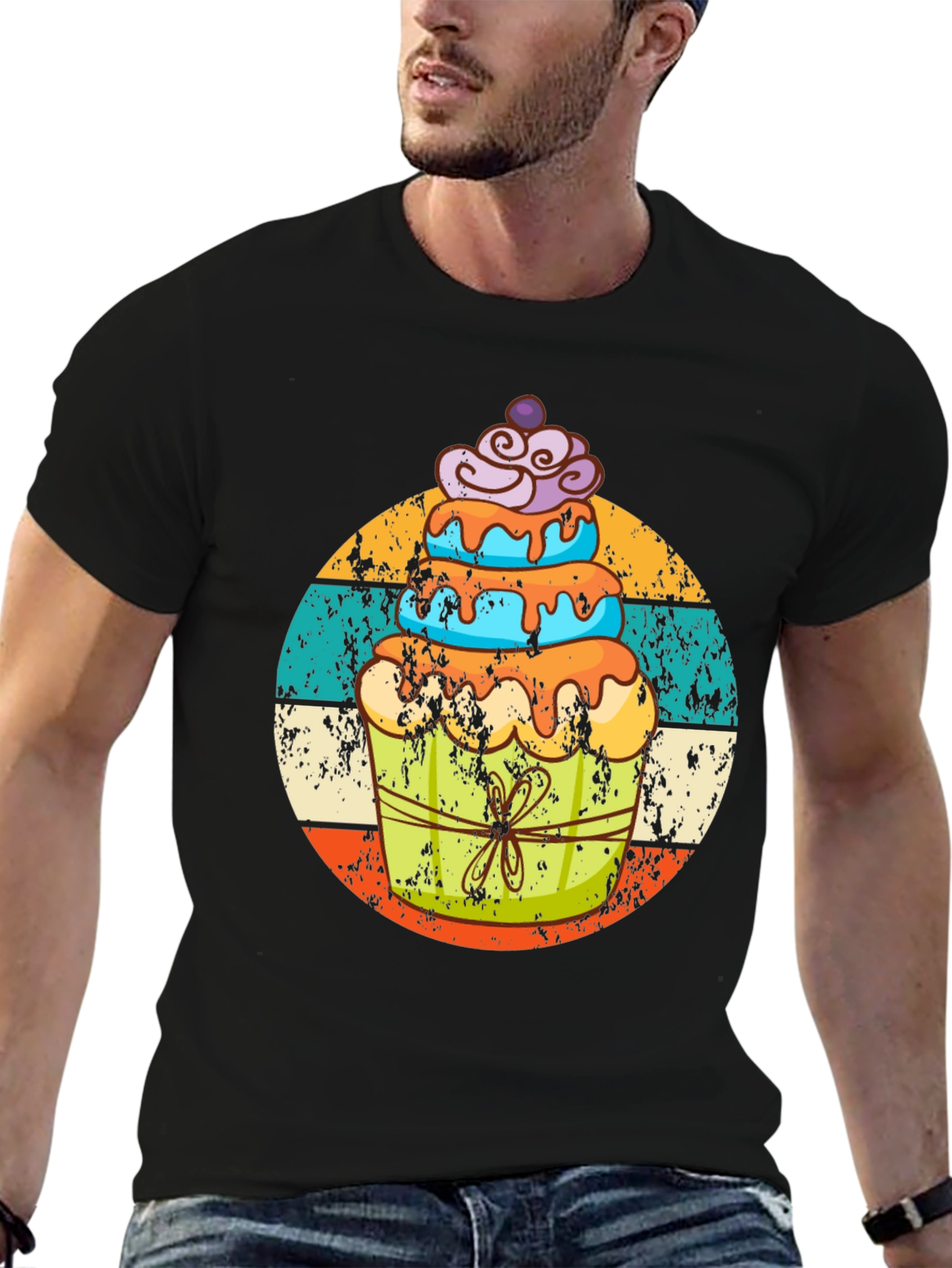 Retro Cupcake Graphic Tee - Fun Dessert Lovers Shirt