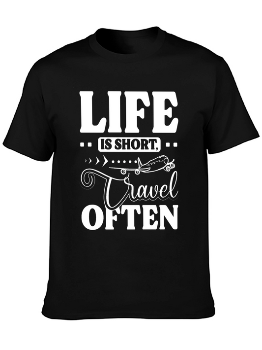 Life is Short Travel Often Black T-Shirt