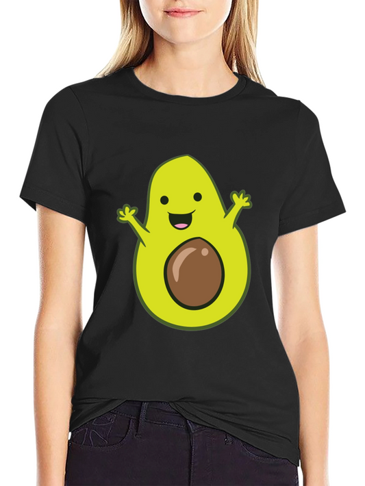 Cute Avocado Graphic Black T-Shirt - Fun Food Tee