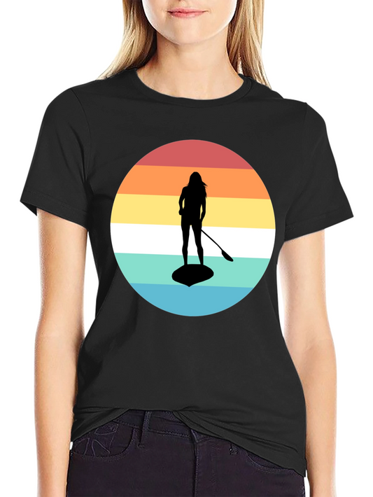 Retro Sunset Paddle Boarding T-Shirt