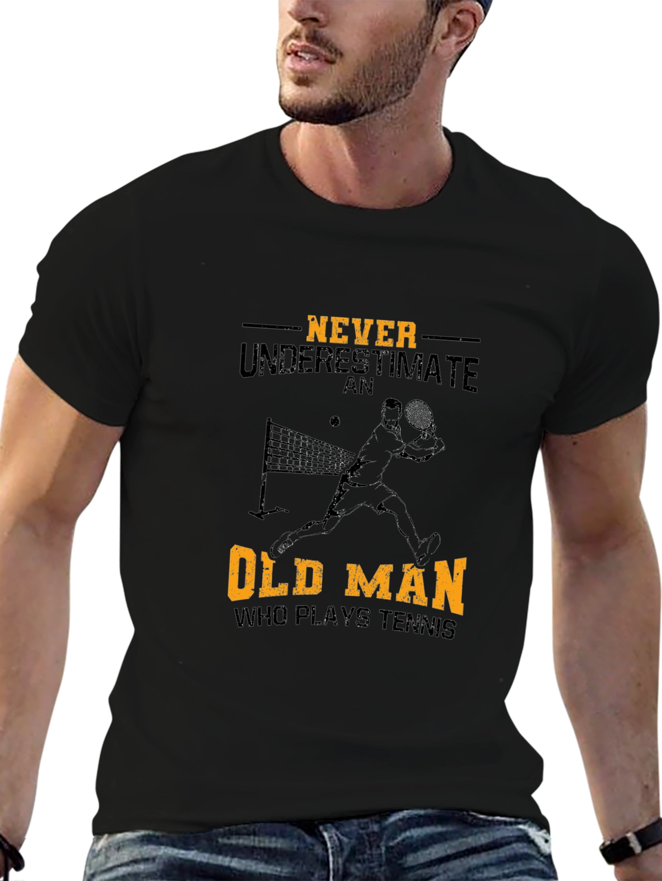 Never Underestimate Old Man Tennis T-Shirt