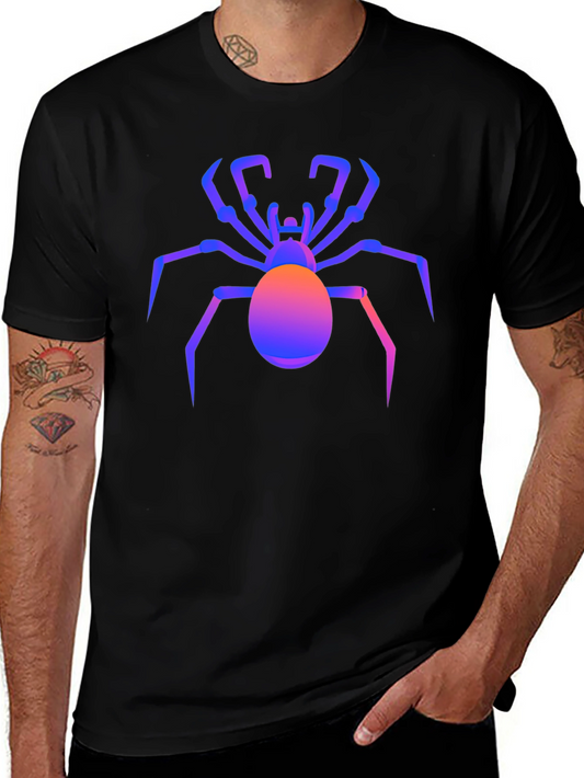 Vibrant Spider Graphic Tee - Black