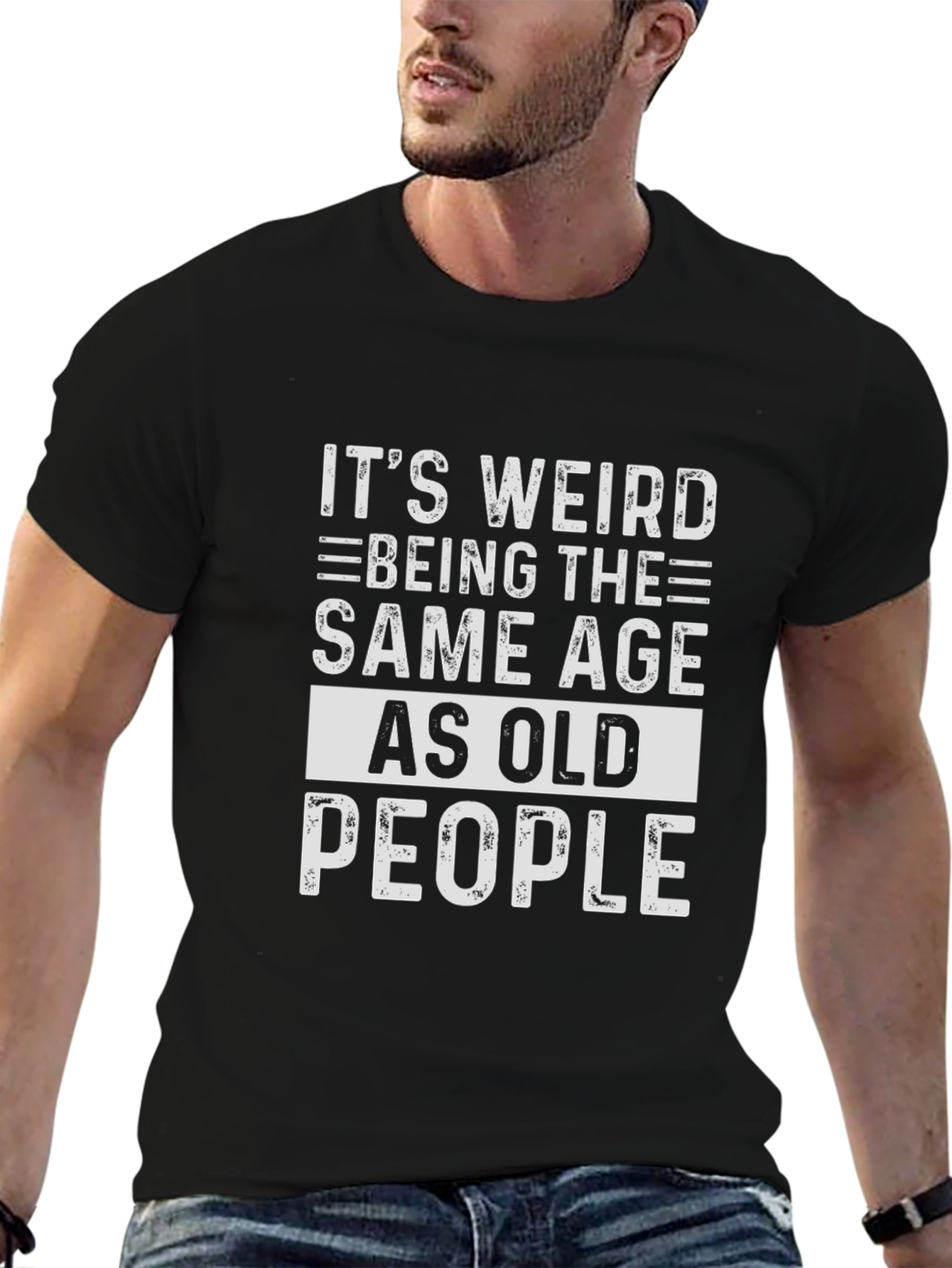 Funny Same Age as Old People Black T-Shirt