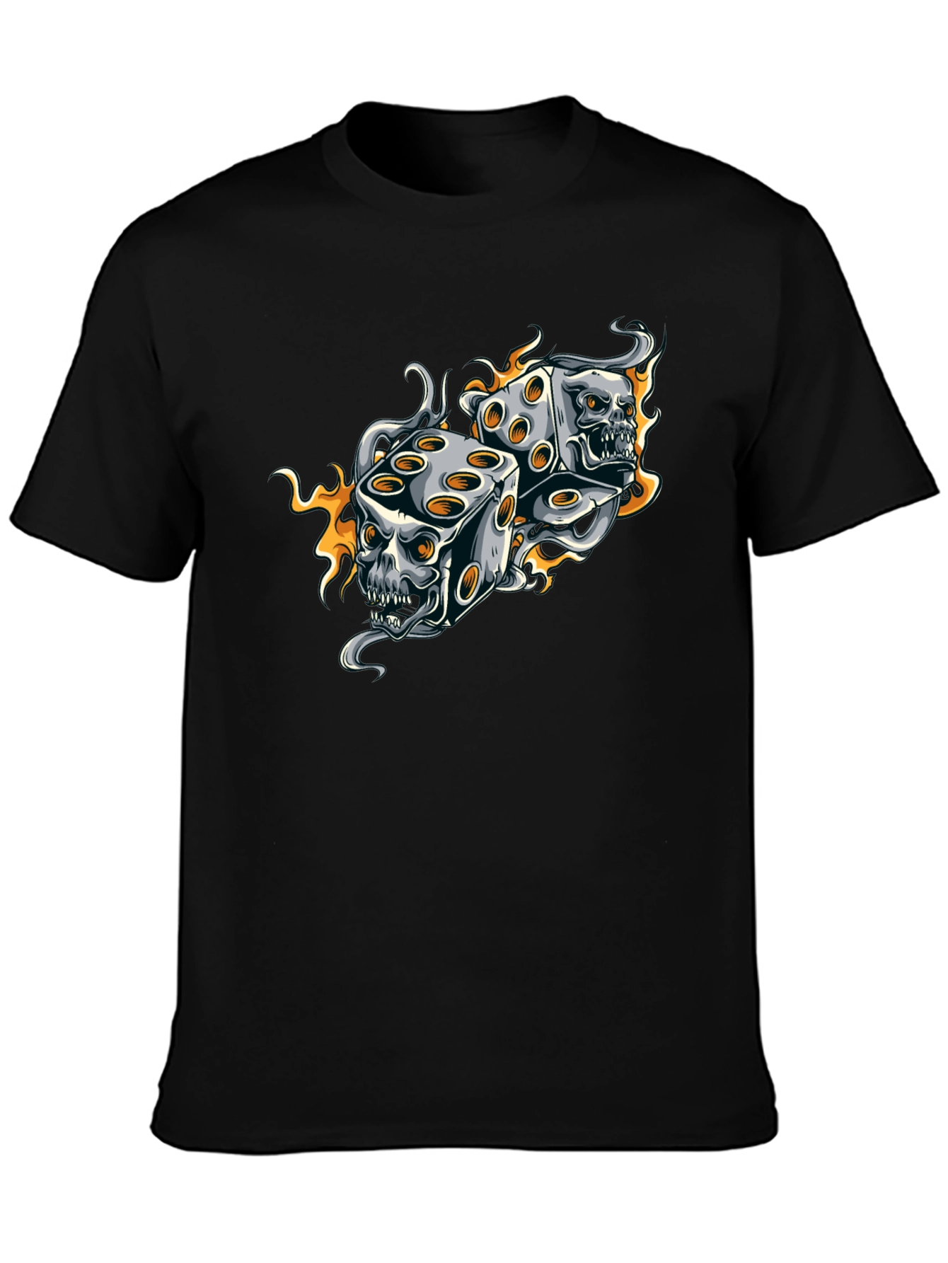 Skull Dice Graphic Tee - Edgy Black T-Shirt
