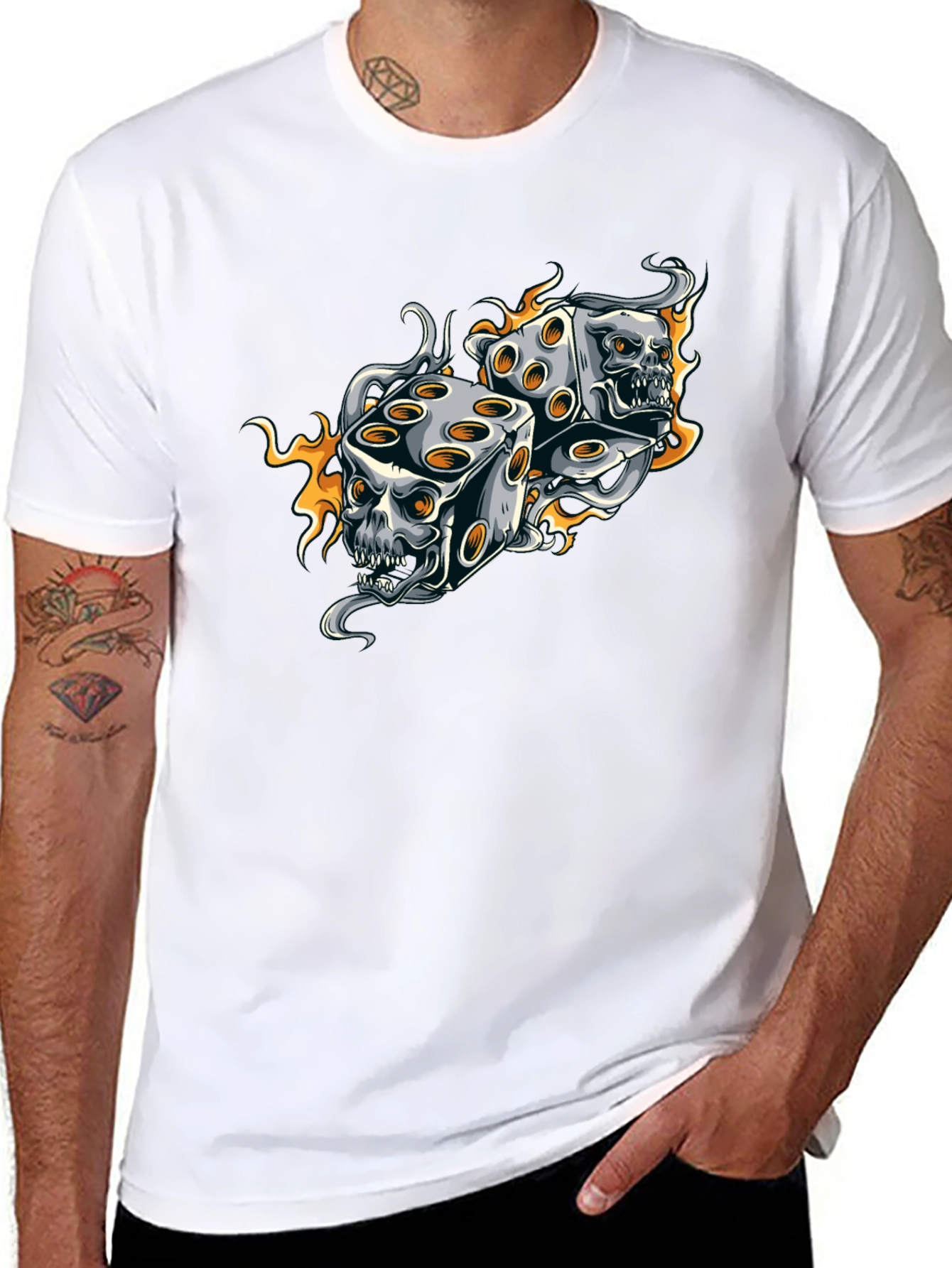 Skull Dice Graphic Tee - Edgy Black T-Shirt