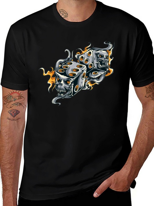 Skull Dice Graphic Tee - Edgy Black T-Shirt