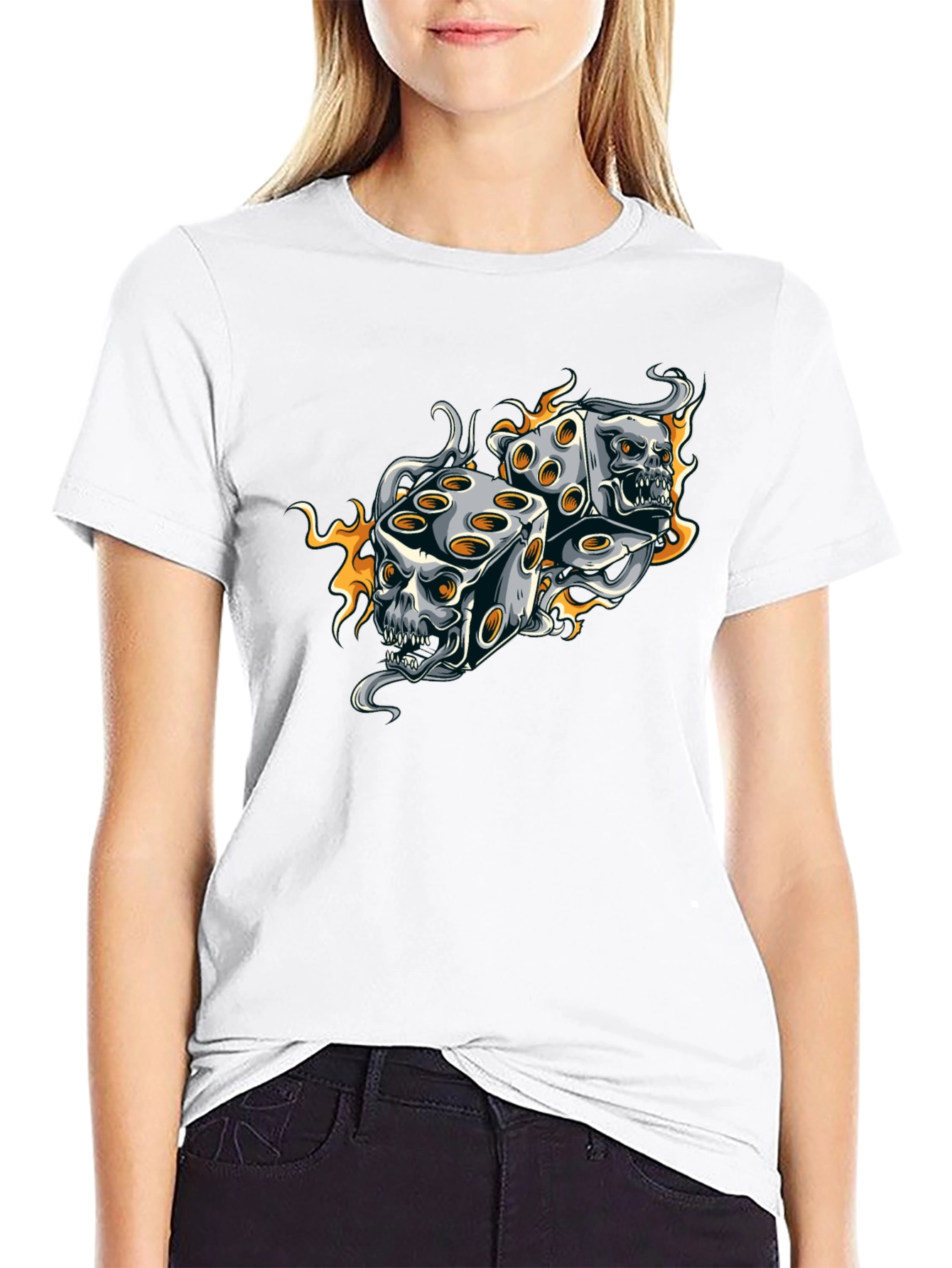 Skull Dice Graphic Tee - Edgy Black T-Shirt