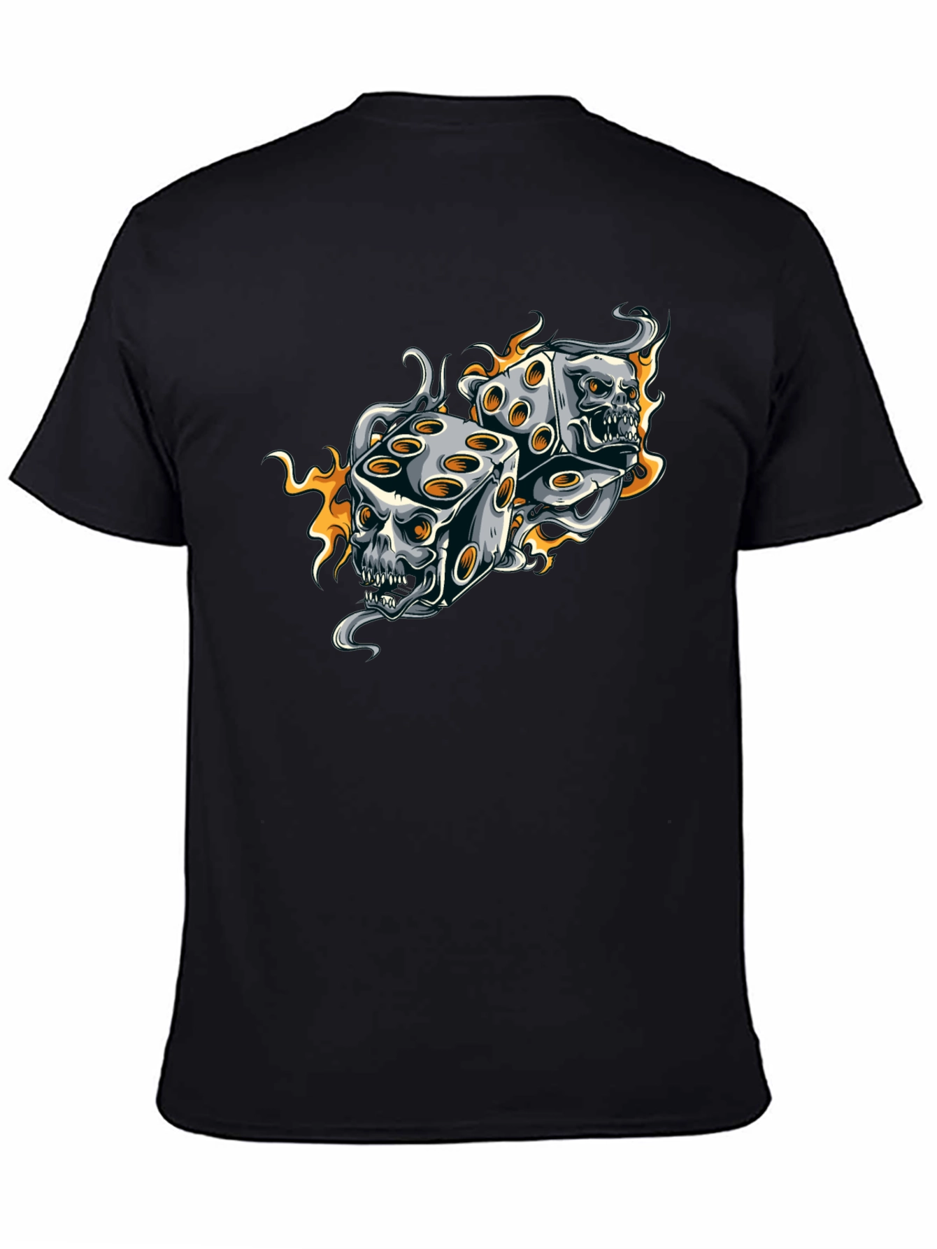 Skull Dice Graphic Tee - Edgy Black T-Shirt