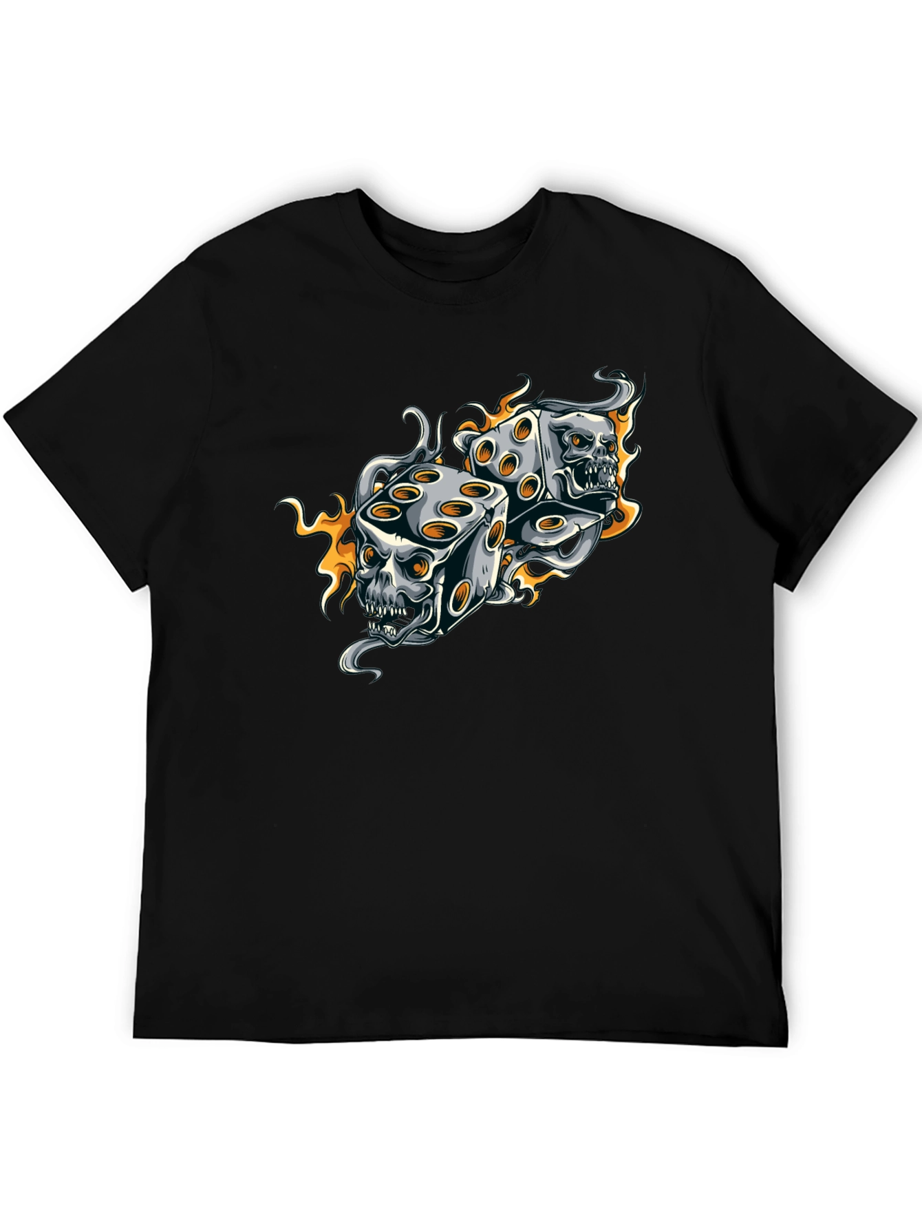 Skull Dice Graphic Tee - Edgy Black T-Shirt