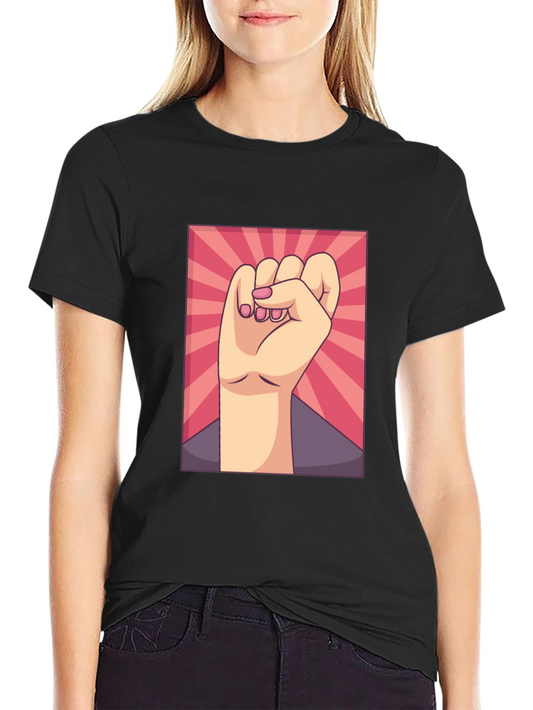 Empowered Fist Graphic Tee - Black Cotton Comfort
