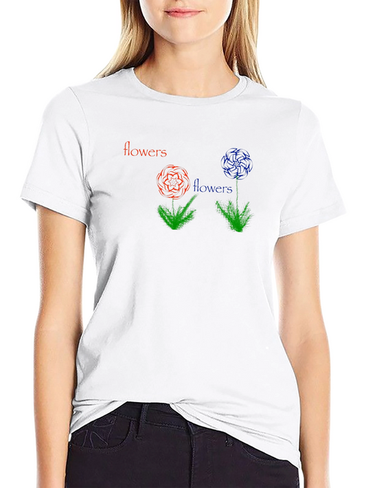 Flowers Graphic Print Black T-Shirt