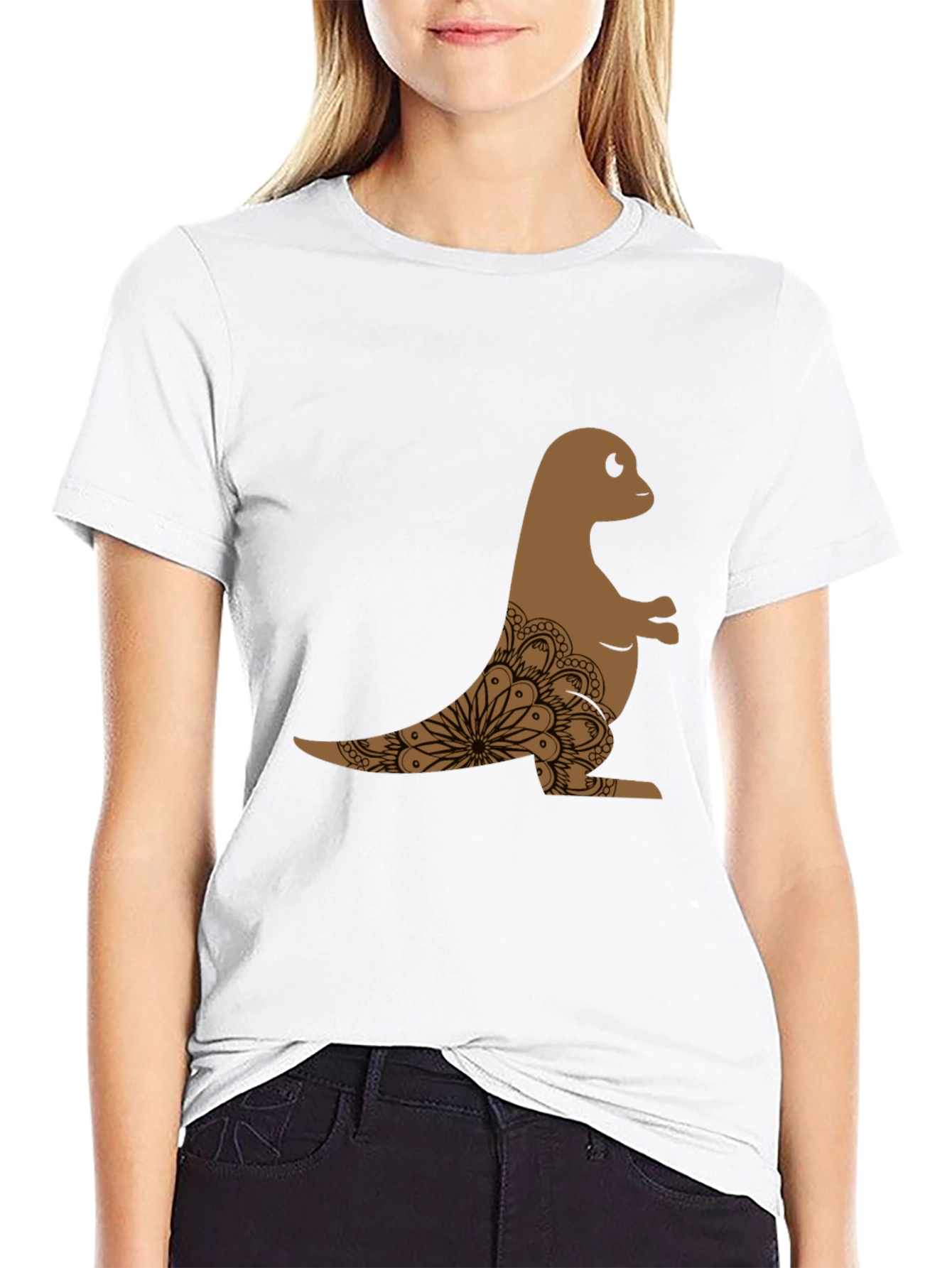 Mens Black T-Shirt with Otter Mandala Design
