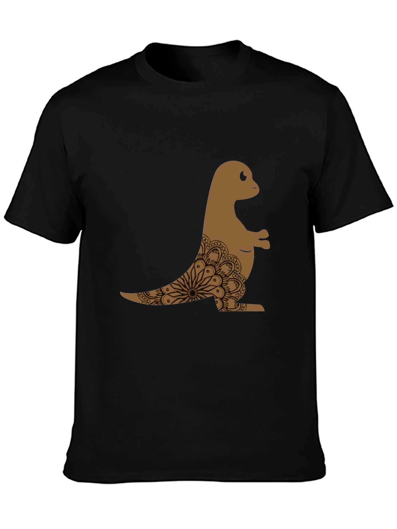 Mens Black T-Shirt with Otter Mandala Design