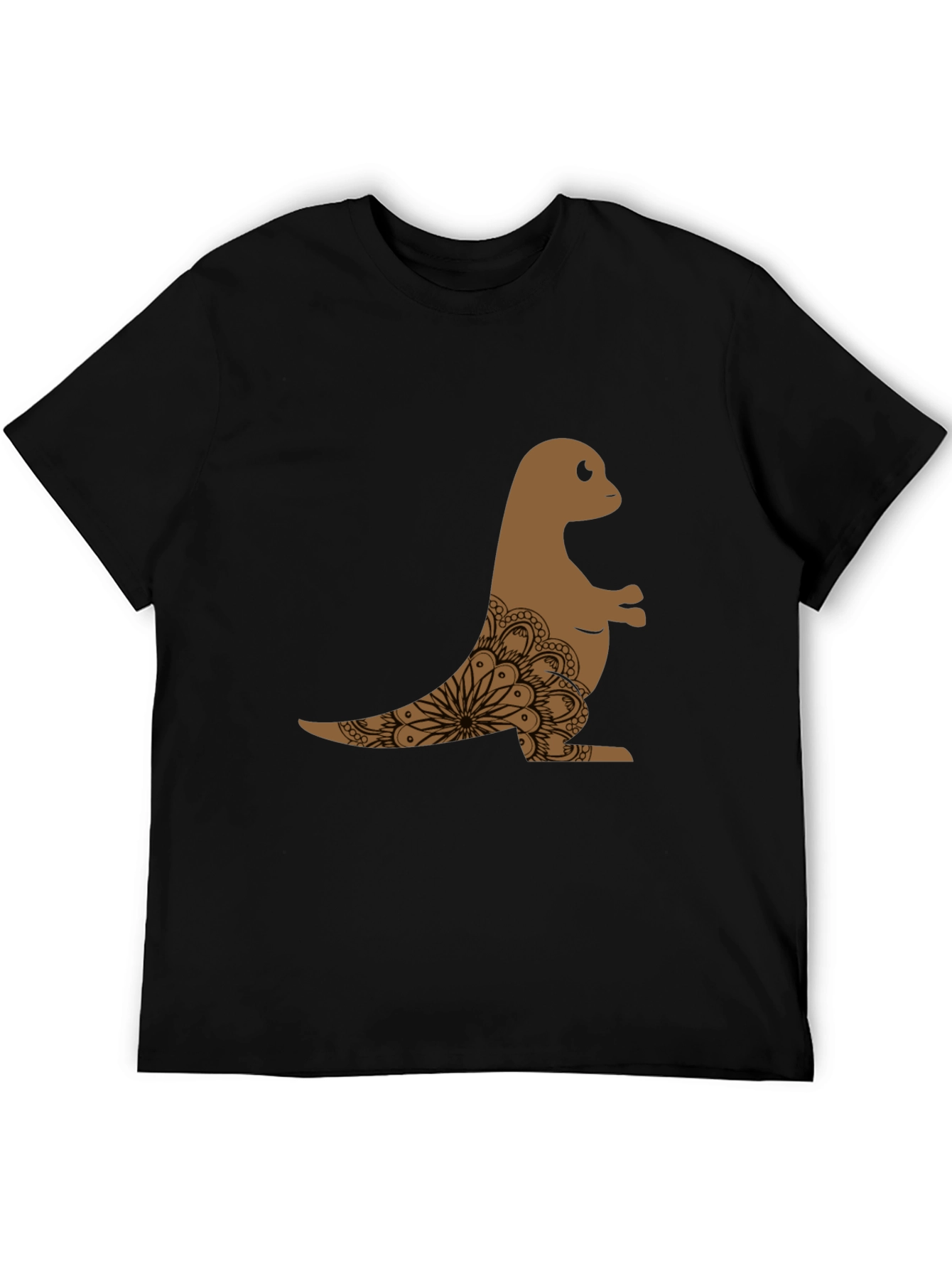 Mens Black T-Shirt with Otter Mandala Design