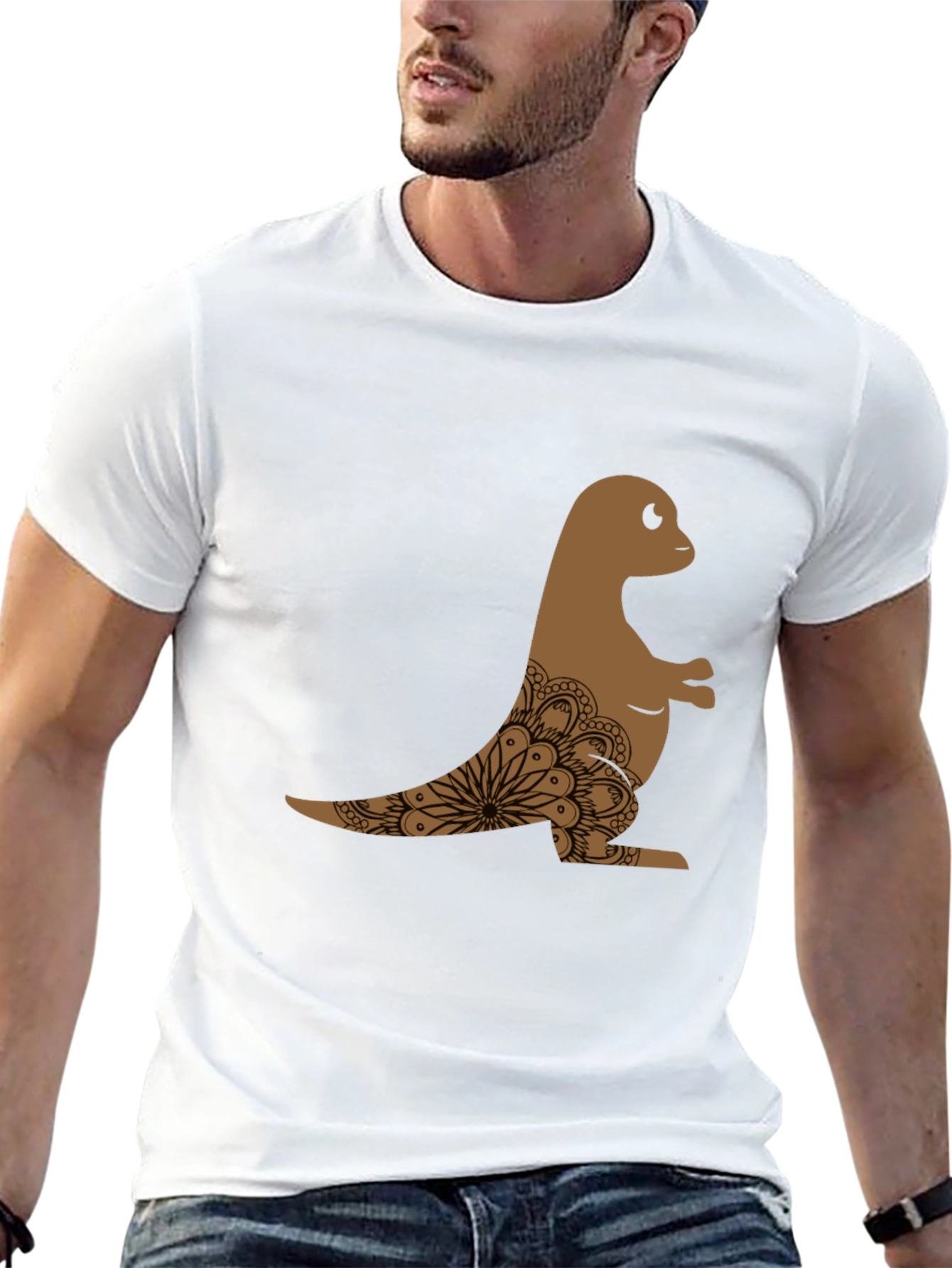 Mens Black T-Shirt with Otter Mandala Design