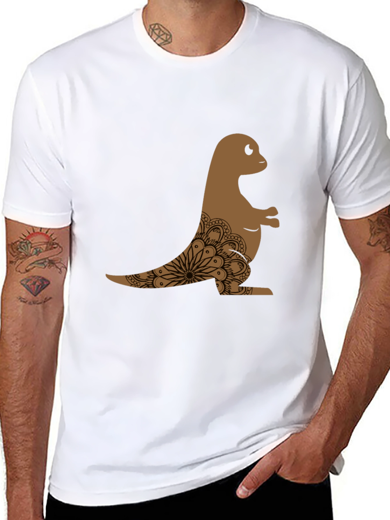 Mens Black T-Shirt with Otter Mandala Design
