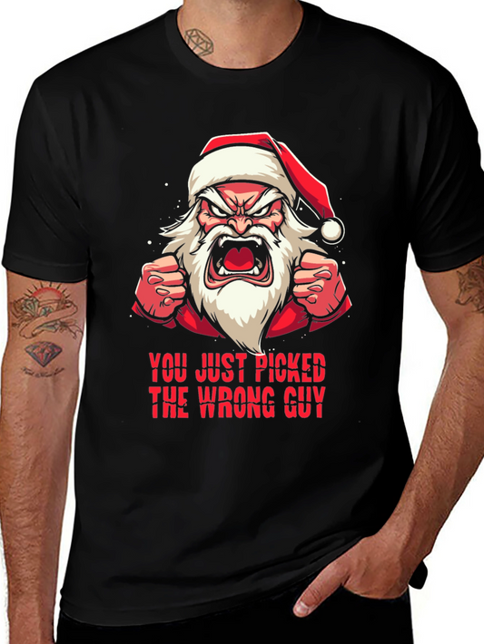 Angry Santa Wrong Guy Graphic T-Shirt