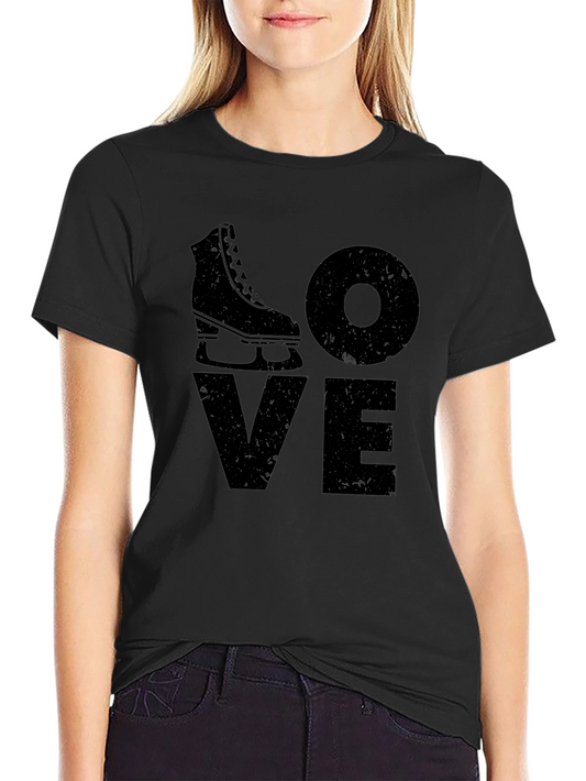 I Love Skating Graphic Tee - Black Casual T-Shirt